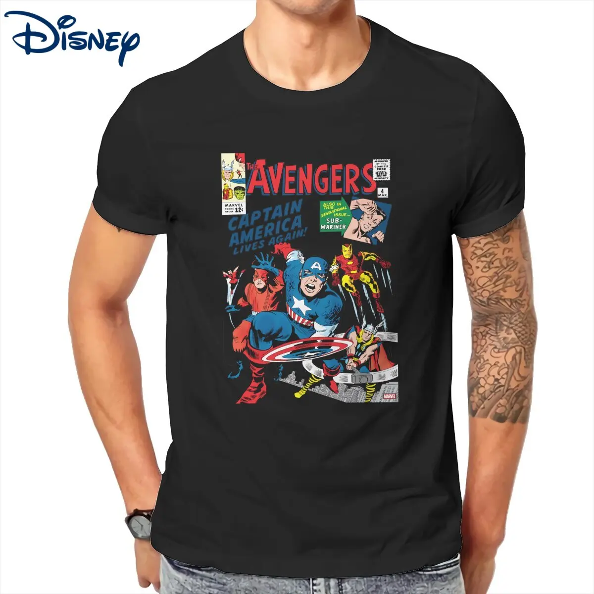 

Men's The Avengers Comic Marvel T Shirts Captain America Cotton Clothes Vintage Short Sleeve Crewneck Tees New Arrival T-Shirts