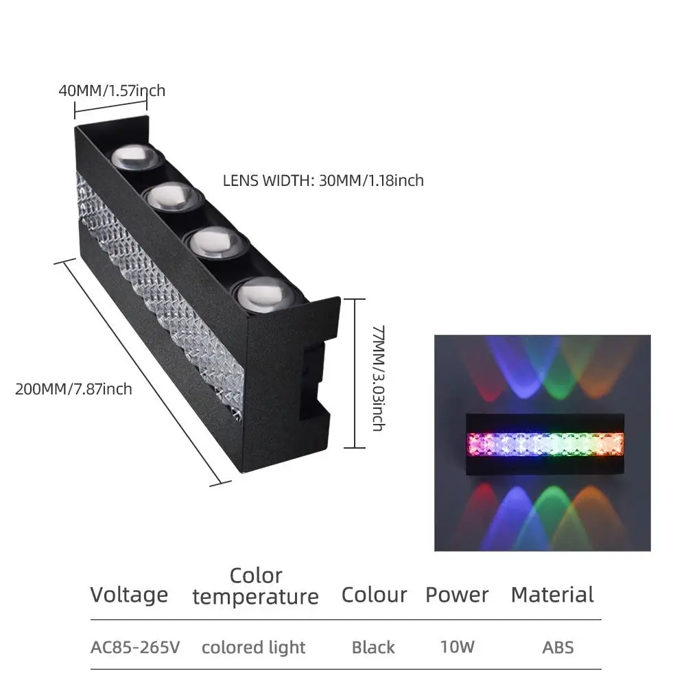 Фото Уличный настенный светильник RGB из ABS-пластика, водонепроницаемый, для сада, с разноцветной подсветкой, 6/8/10 Вт, декоративный, для украшения сада №5