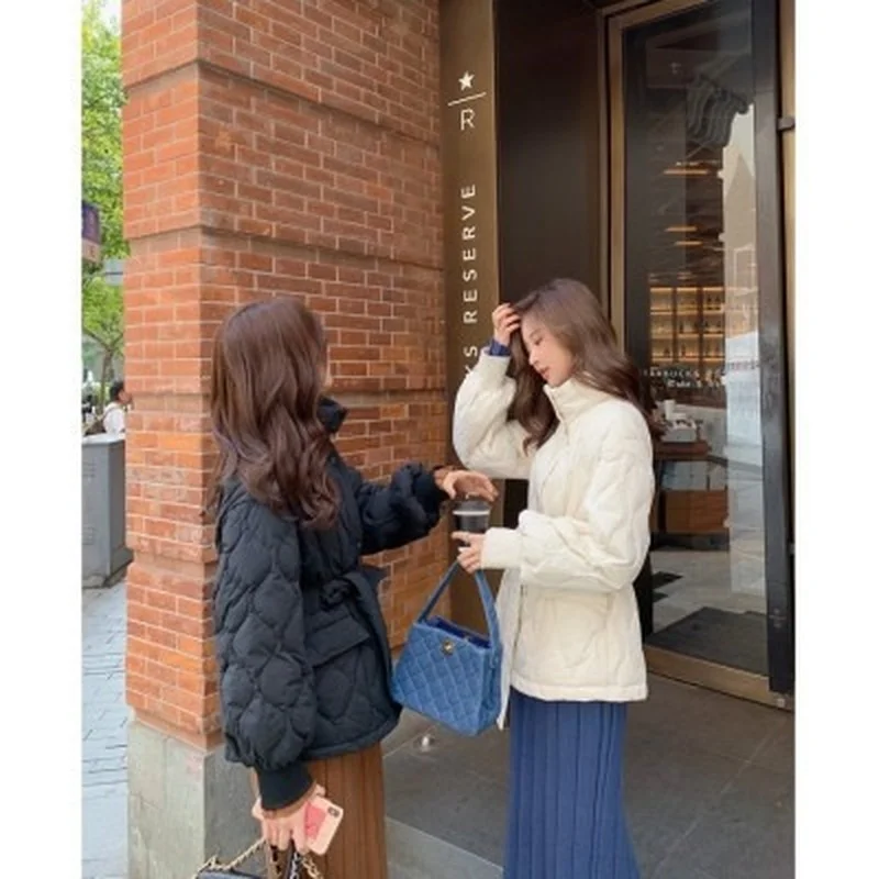 Women Dress Autumn and Winter New Style Elegant Thin Waist Korean Winter Jacket Short Bread Jacket Down Cotton Jacket Women