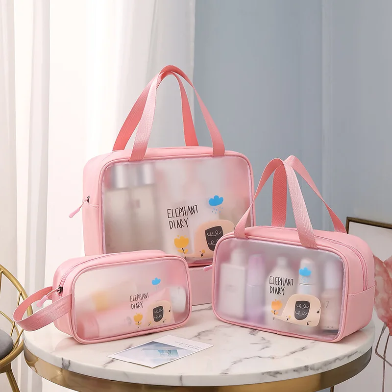 

Ladies Large Capacity Tote Cosmetic Bag PVC Travel Makeup Storage Sac Female WashBag Frosted Waterproof Organizer Valise Neceser