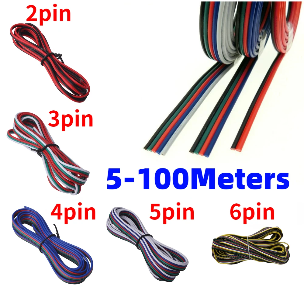 Удлинитель электрический провод 5050 3528 RGB RGBW RGBCCT 5 м-100 м 22awg 2Pin 3pin 4pin 5pin 6pin