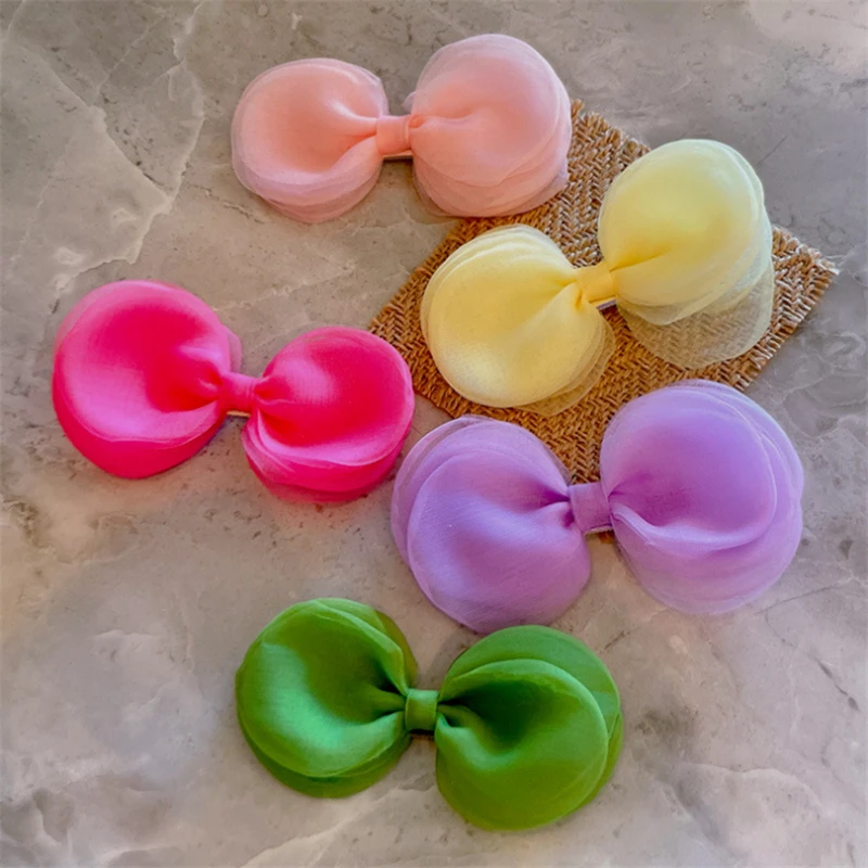 

10Pcs/Lot Korean Children Hair Accessories Candy Color Organza Hair Bows Clip Princess Hairpin Birthday Party Headwear Headdress