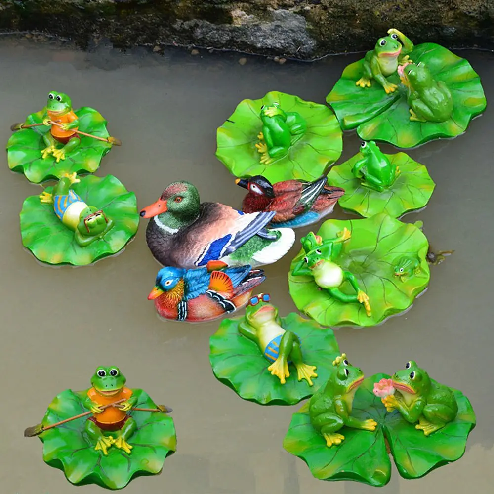 

Creative Resin Floating Frogs Statue Outdoor Garden Pond Decorative Cute Frog Sculpture For Home Desk Garden Decor Ornament