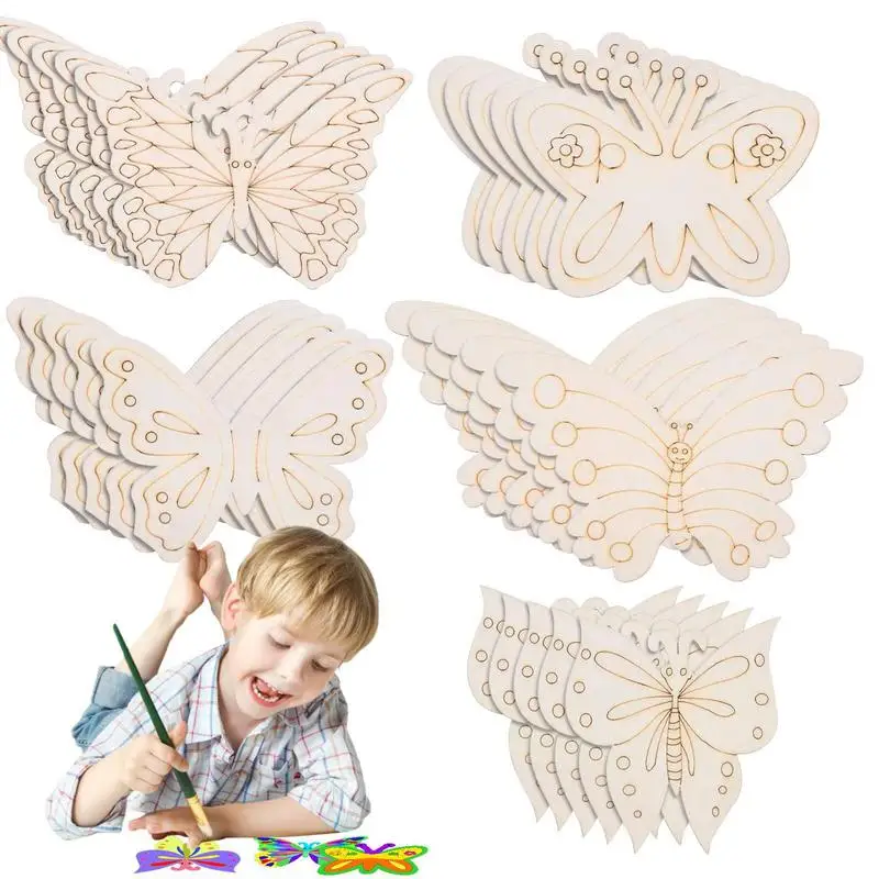 

Butterfly Wood Cutouts 25Pcs Natural Blank Cutout Slices Butterflies Unfinished Craft Cutout For Kids Painting DIY Craft Tags