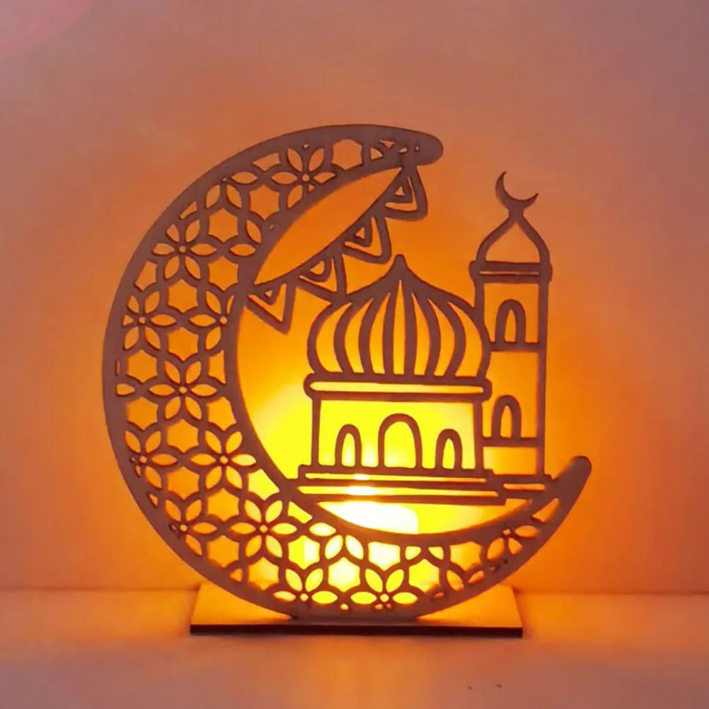 

DIY деревянный подсвечник Eid Mubarak Рамадан Домашний Настольный подсвечник Декор Мусульманский Исламский праздник искусственный подсвечник п...