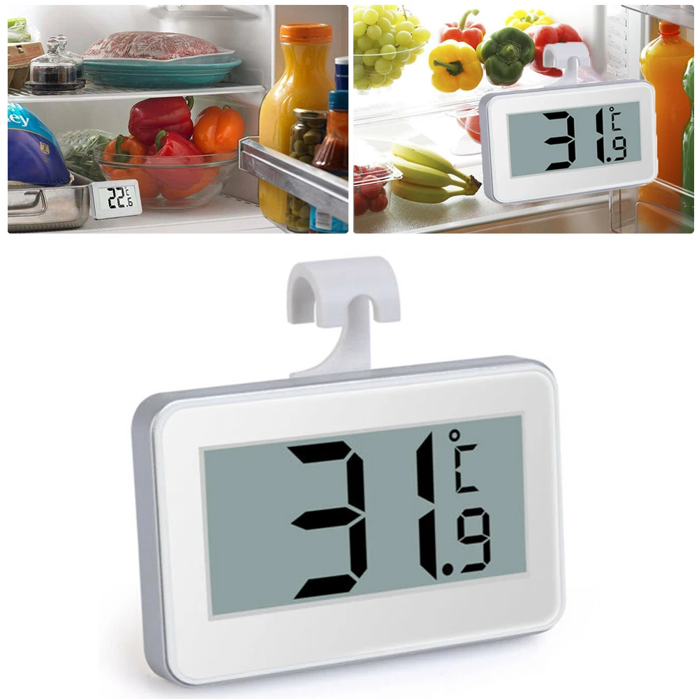 

Waterproof Refrigerator Thermometer Digital Waterproof Wireless Fridge Freezer Digital LCD Thermometer Magnet Stand Hanging Hook