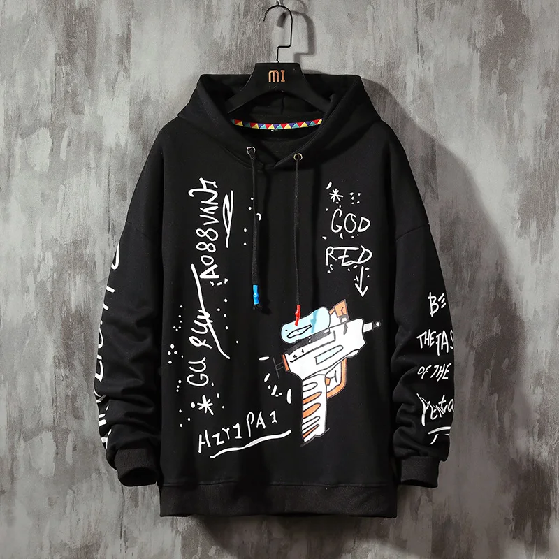 

Мужская Уличная одежда, толстовки, мужские свитшоты с рисунком водяного пистолета, мужские хипстерские толстовки в стиле Харадзюку, топы с ...