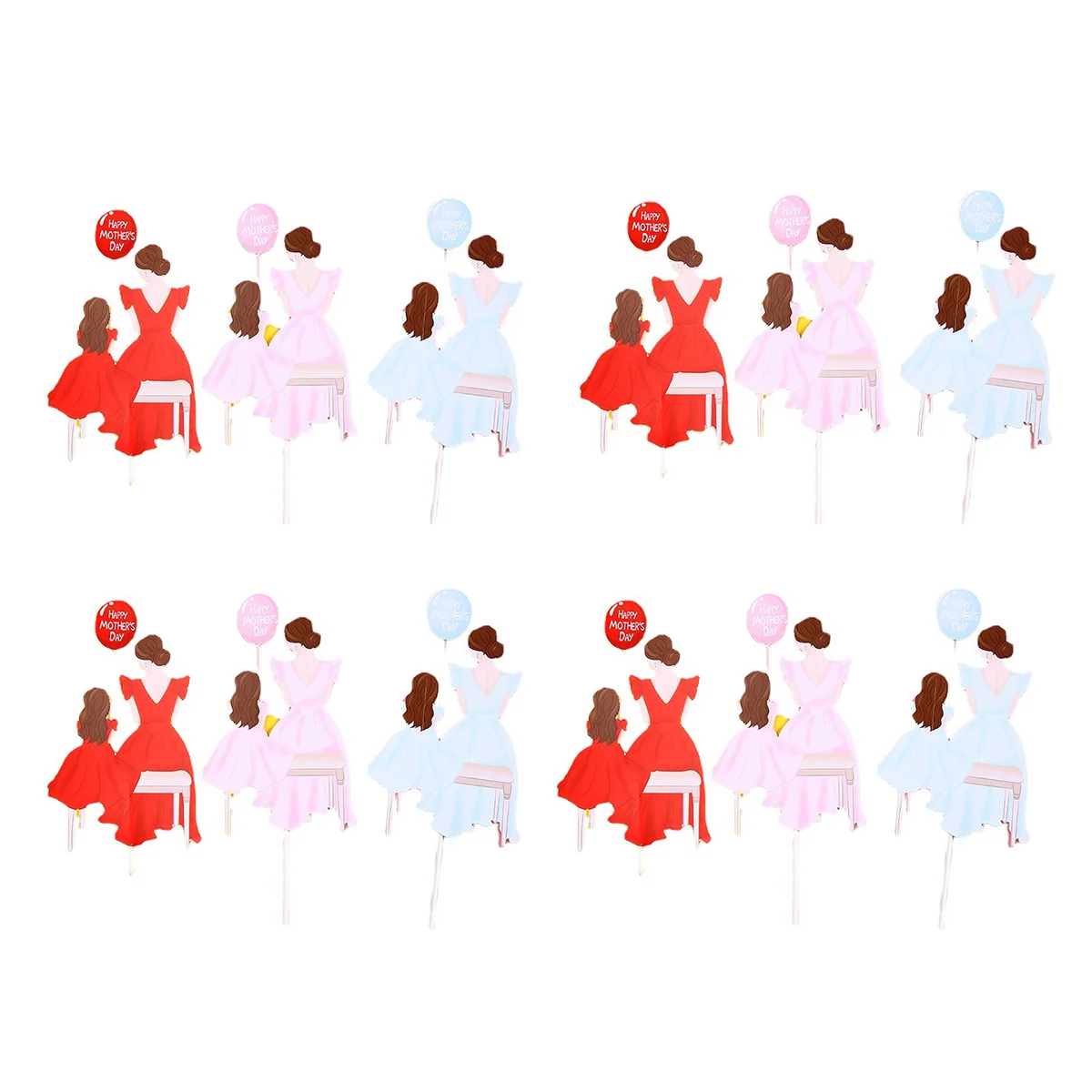 

12 Pcs Dessert Toppers Mother's Day Cake Topper Cupcake Inserting Ornaments