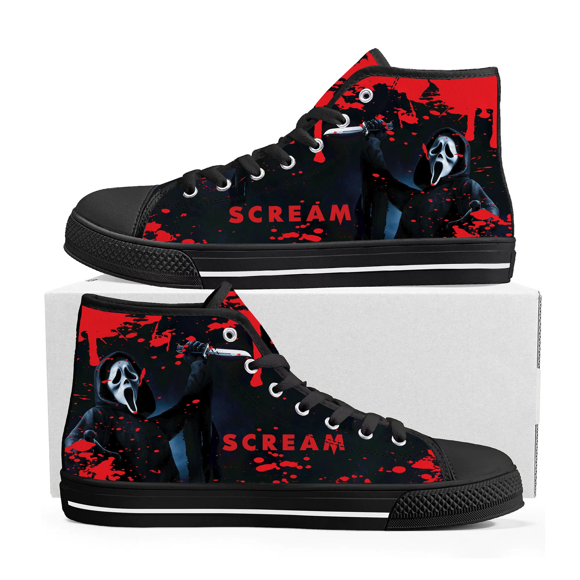 

Scream Movie billy Loomis Halloween High Top Sneakers Mens Womens Teenager Canvas Sneaker Casual Custom Made Shoe Customize Shoe