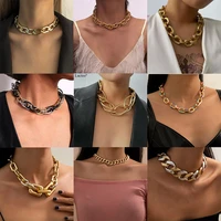 lacteo fashion gold color multi layered thick chain choker necklaces for women men punk chunky ccb chain necklace jewelry collar