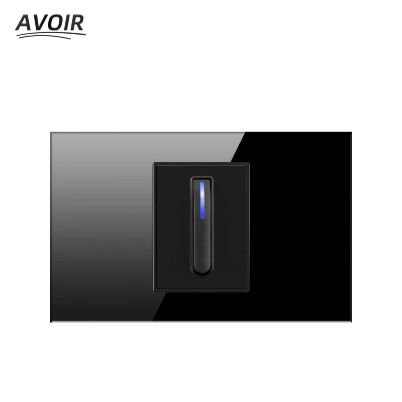

Avoir US Standard Wall Light Switch 118 Type American British European Universal Power Socket Black Glass Panel Outlets With Usb