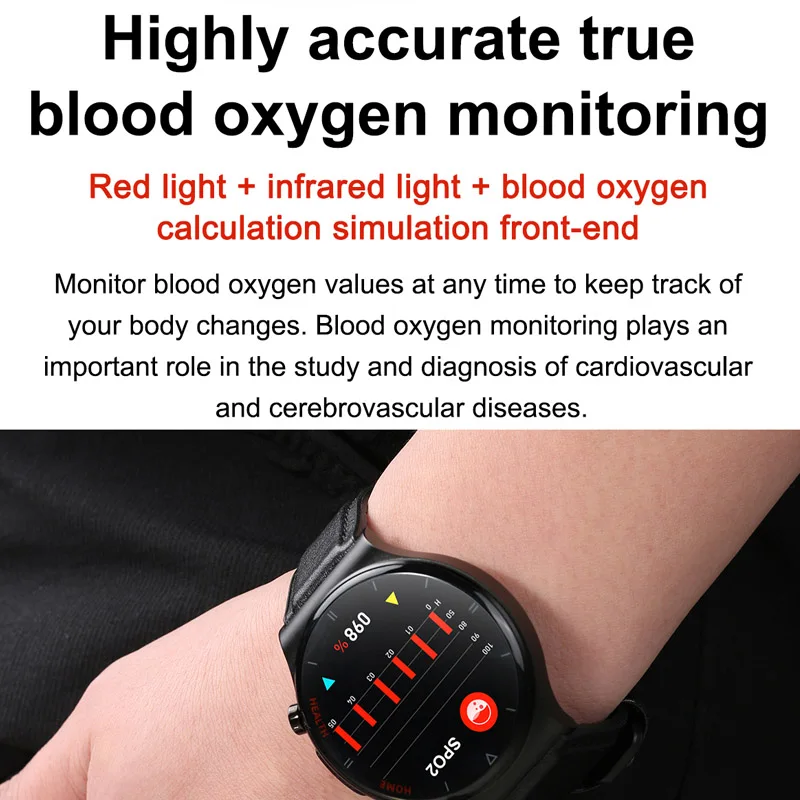 2022 New E300 Smart Watch Tracker Laser Therapy Blood Pressure Oxygen blood Lipids ECG Body Temperature AI Medical Smartwatch