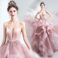 dark pink quinceanera dresses ball gown straps lace appliques ruffles tulle flowers 15 year old prom party wear robe de soiree