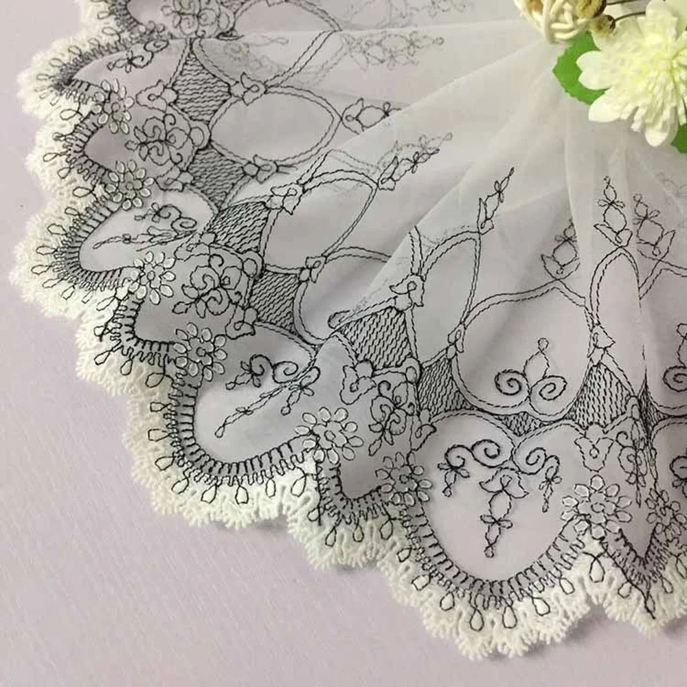 

20 Yards New Lace Lace Fabric Accessories Cotton Mesh Embroidery Black and White Clothing Wedding Accessories Width 18cm