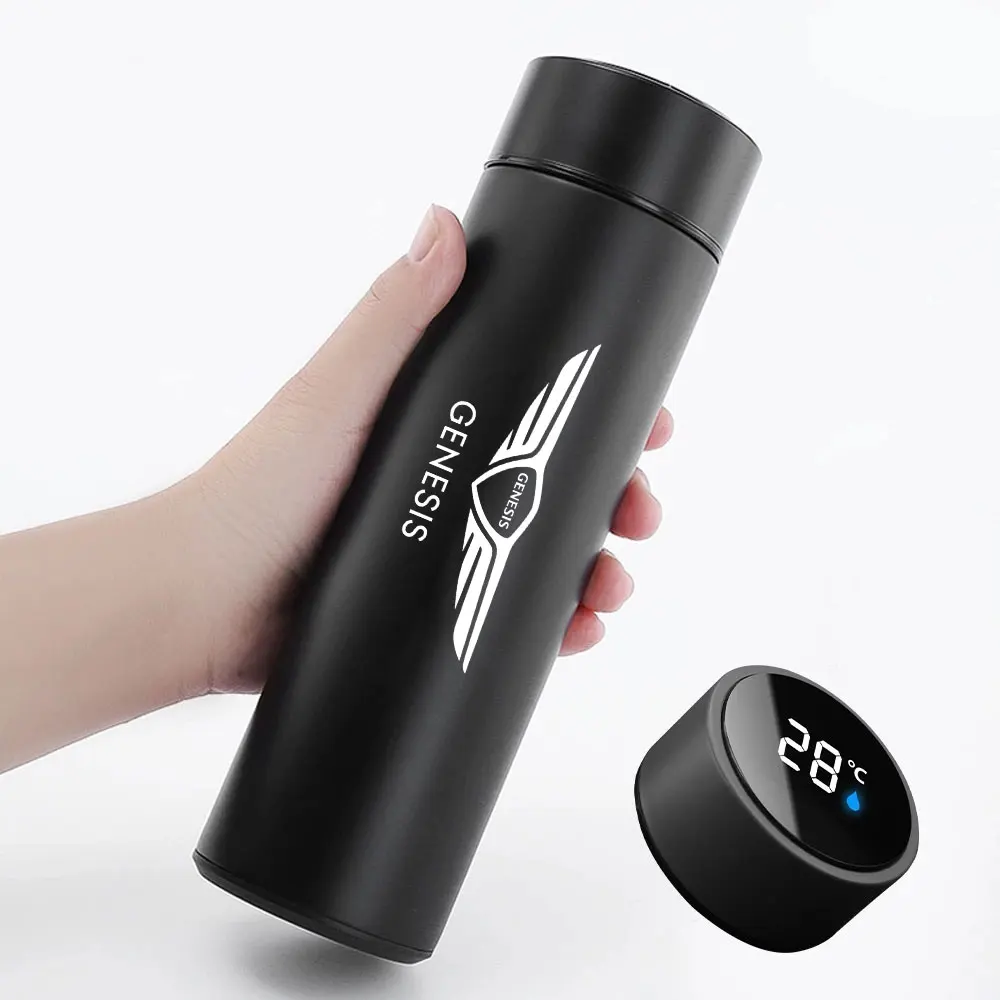 

500ml Portable Car Smart Thermos Bottle With Temperature Display For GENESIS GV80 G80 G70 G90 Insulation Cups Car Accessories
