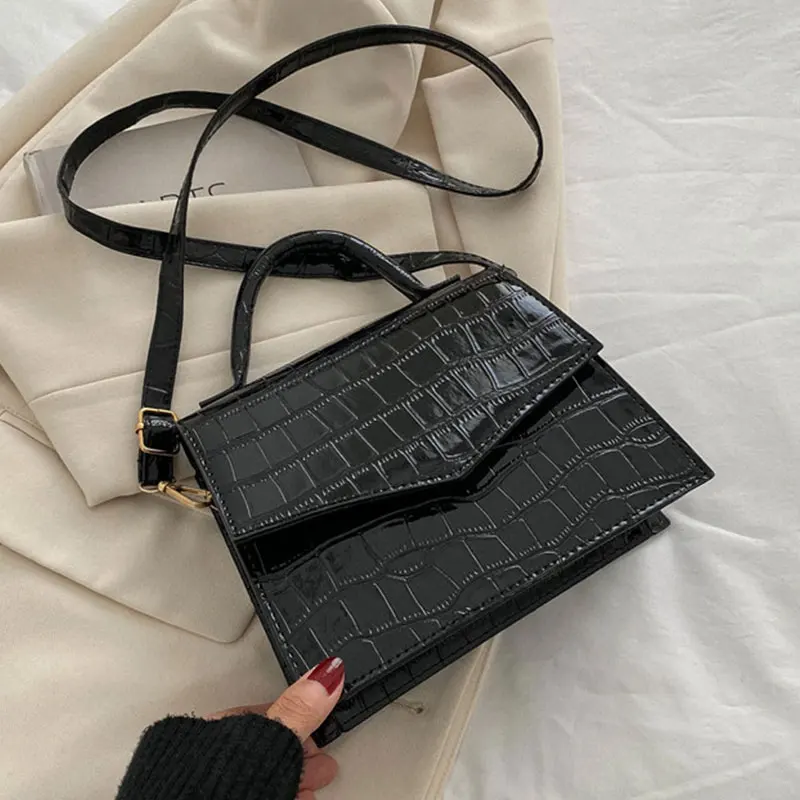 

Solid Alligator PU Leather Shoulder Crossbody Square Bags For Women Small Women's Designer Flap Handbag Trend Female Armpit Bag