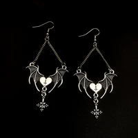 goth mysterious dark coffin drop earrings jewelry blood rose heart butterfly bat skull angel charms vintage earrings for women