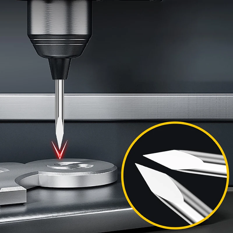 

Hrc20 25 30 40 45 60 90 4mm Shank 3 Edge Sharp Knife Woodworking Straight Knife CNC Engraving Machine Tool Stone Engraving Knife