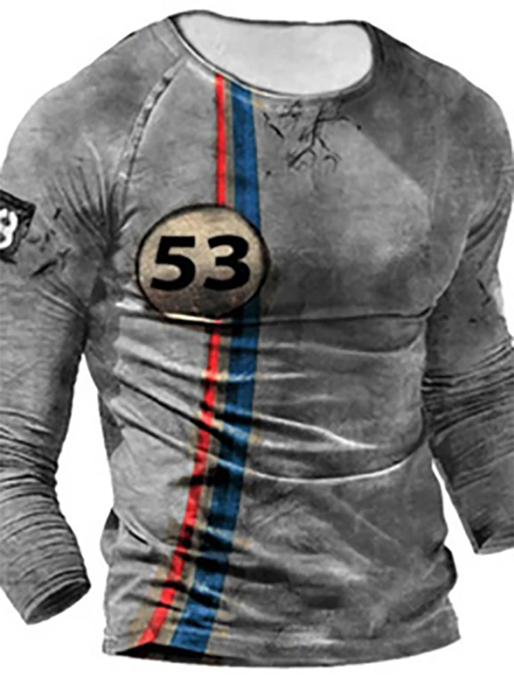 

2022 Spring New Fashion Pattern Printing Tee Men Casual Long Sleeve T-shirts Men's Vintage Slim O-Neck Pullover Tops Streetwear