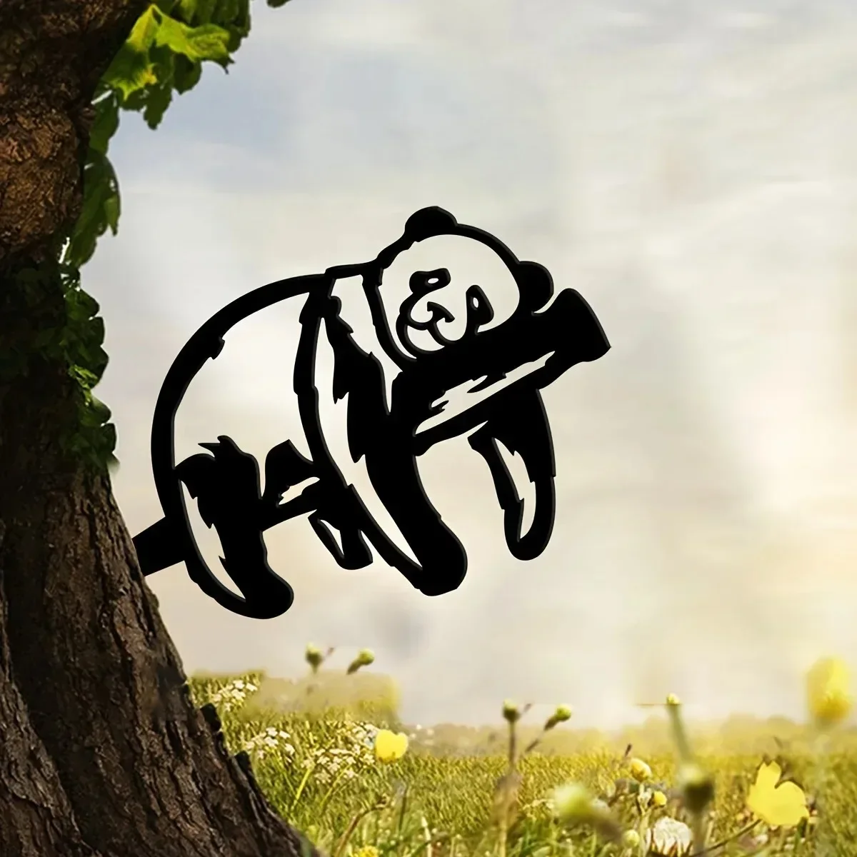 Металлический Силуэт Панды Садовый Декор Металлические Настенные Рисунки