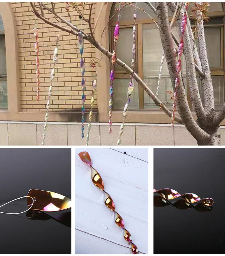 12pcs Bird Repeller Rotating Rod Reflective Deterrent Rods 30cm Hanging Spiral Anti-bird Protection Garden Decor Chimes