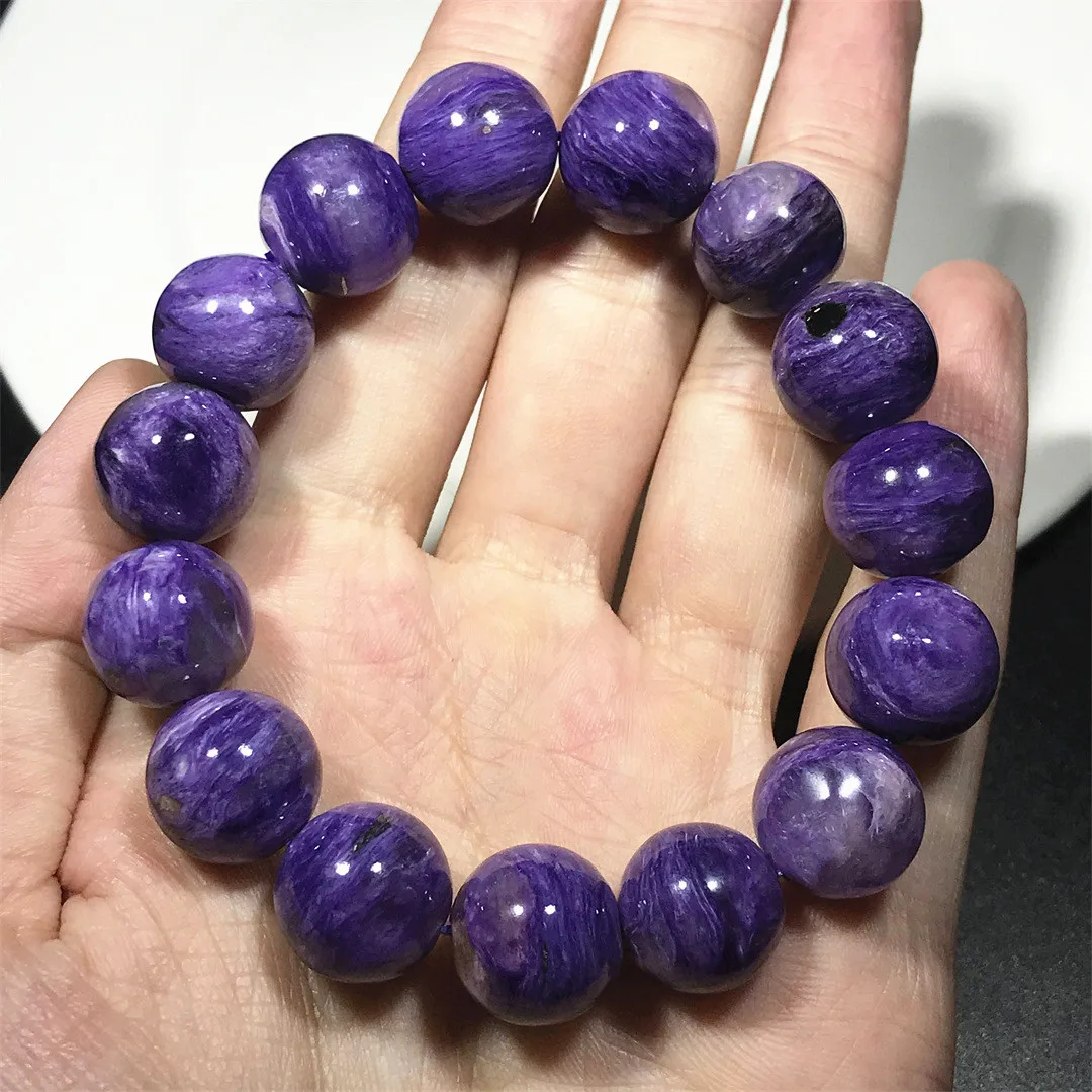 

14mm Natural Purple Charoite Stone Bracelet For Women Men Healing Love Gift Crystal Beads Reiki Gemstone Strands Jewelry AAAAA