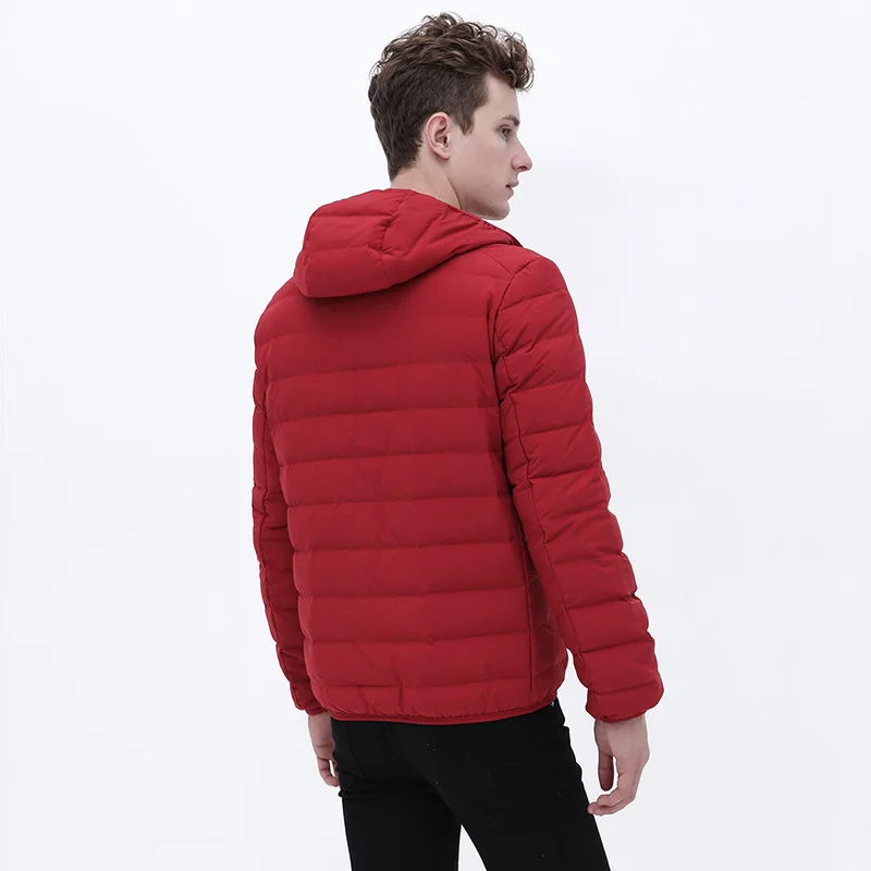 Down Jacket Men's New Seamless European and American Lightweight Hooded Seamless All-in-one Woven Jacket Multi Size Fashion