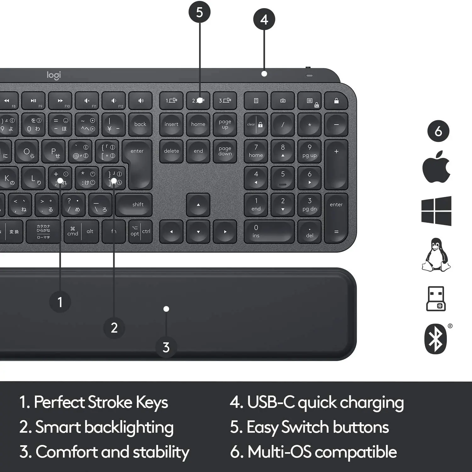Клавиатура Logitech MX Keys Улучшенная беспроводная клавиатура с подсветкой тактильная