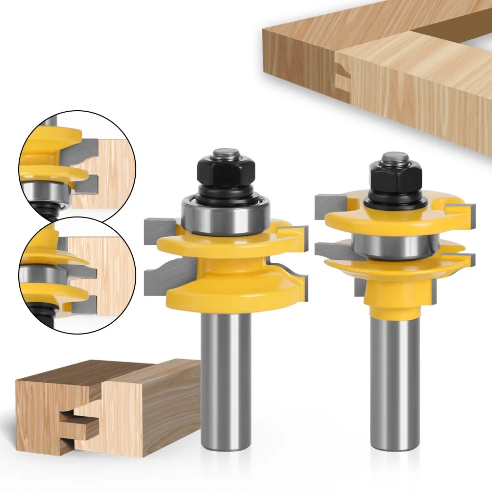 

2pcs set 12MM 1/2" Shank Rail & Stile Ogee Blade Cutter Panel Raised Cabinet Router Bit Set Door Tenon Woodworking Tools