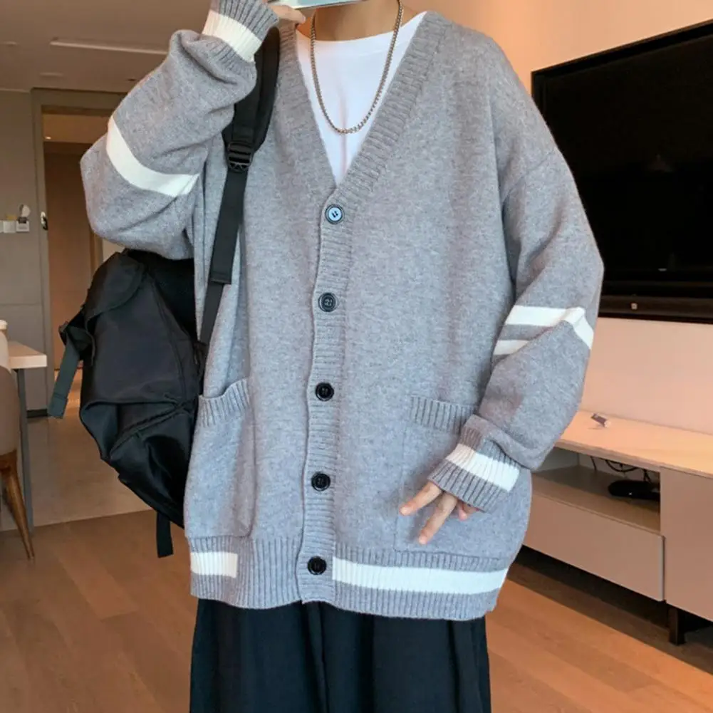

Chic Men Knitwear Pockets Coldproof Windproof Male Single Breasted Knitted Cardigan Sweater