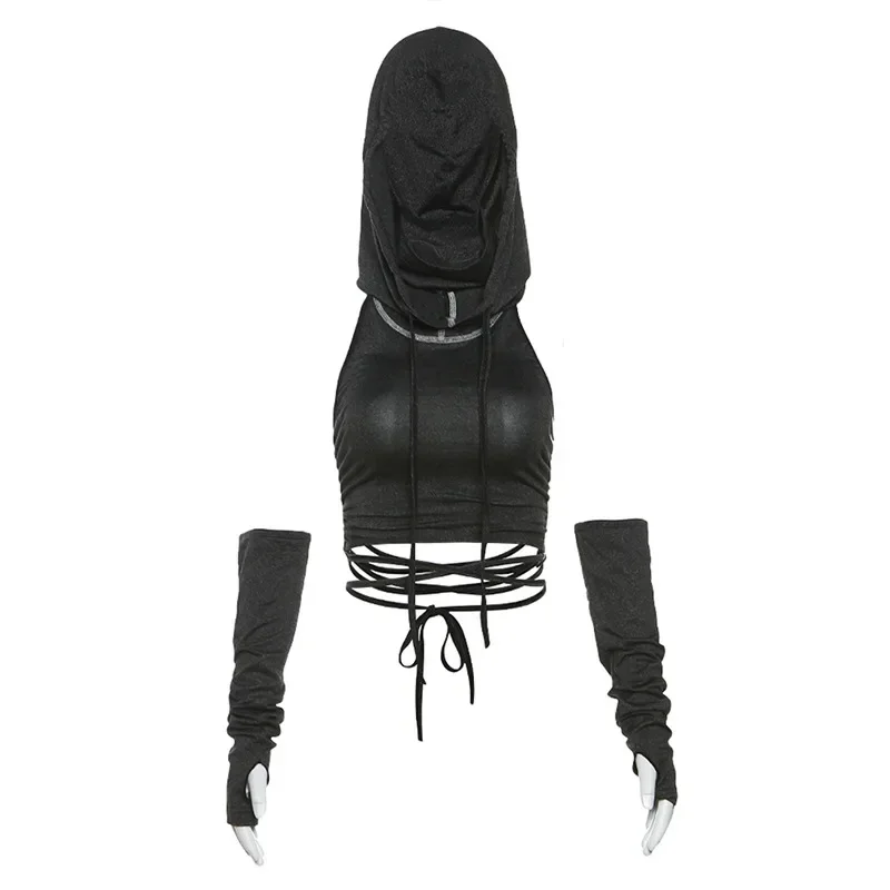 Cyber Y2k Панк Женские сексуальные шорты Костюмы Готические укороченные топы с