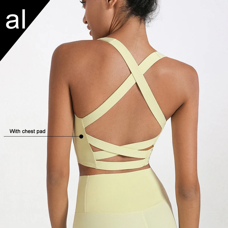 

2023 Yoga Sport New Product with a logo Spring Back Women Shockproof Running Fitness Bra Gathered Training Yoga Vest
