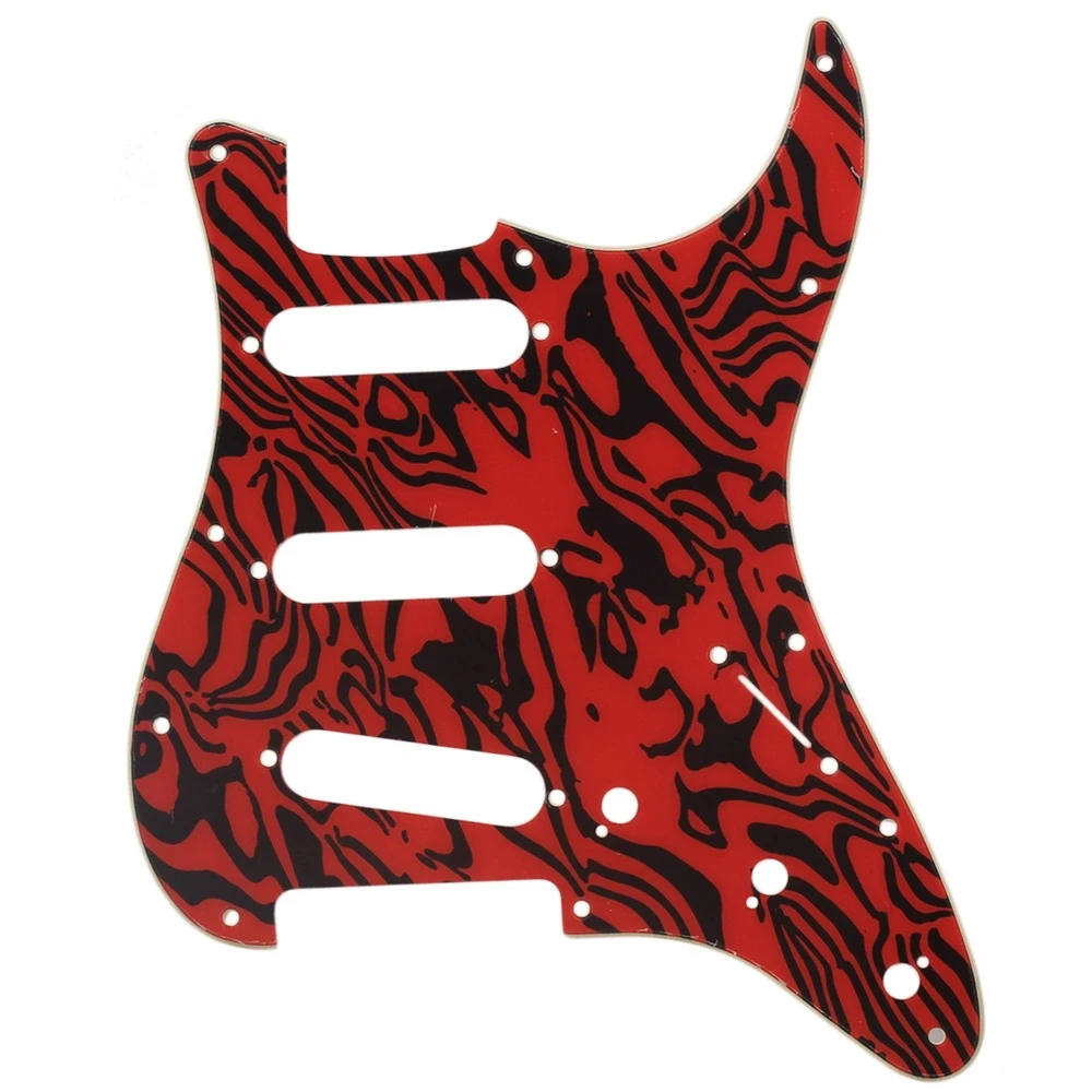 

Red&Black Zebra PVC 11-Holes Musical SSS Electric Guitar Pickguard