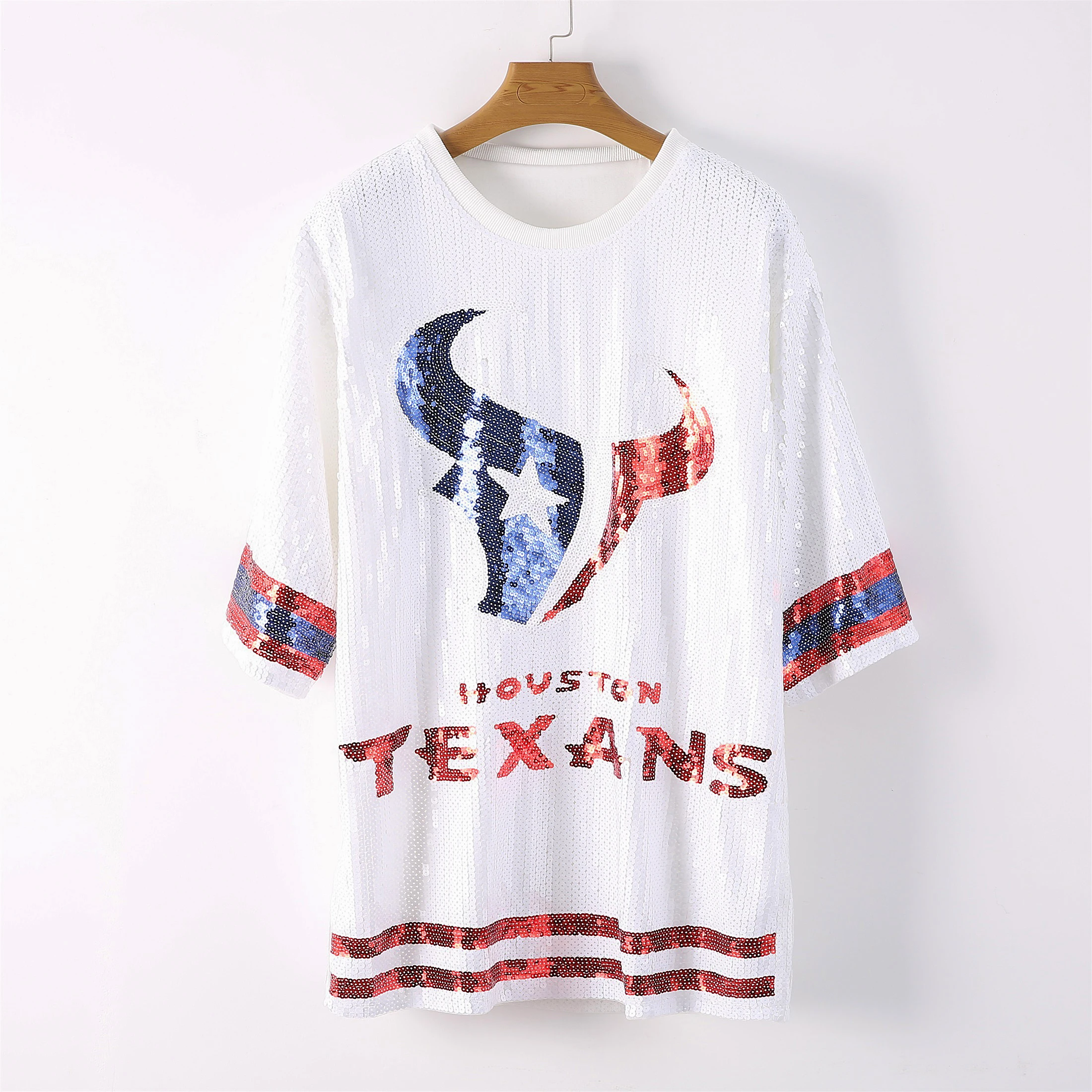 Красные синие белые рубашки с блестками для игрового дня трикотажное платье