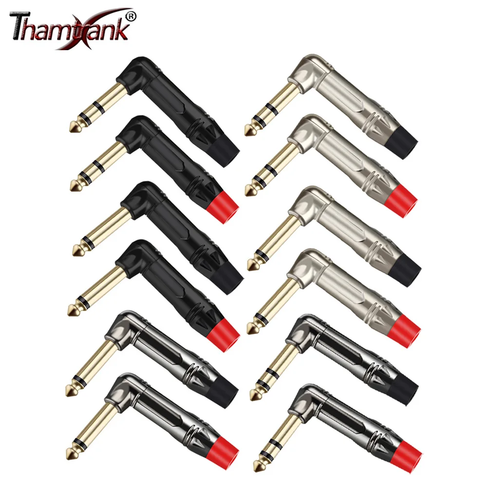 

2pcs/lot 6.35mm Right Angle Male Plug Mono/Stereo Jack Wire Connector Guitar Microphone MIC Audio Connector Factory Wholesales