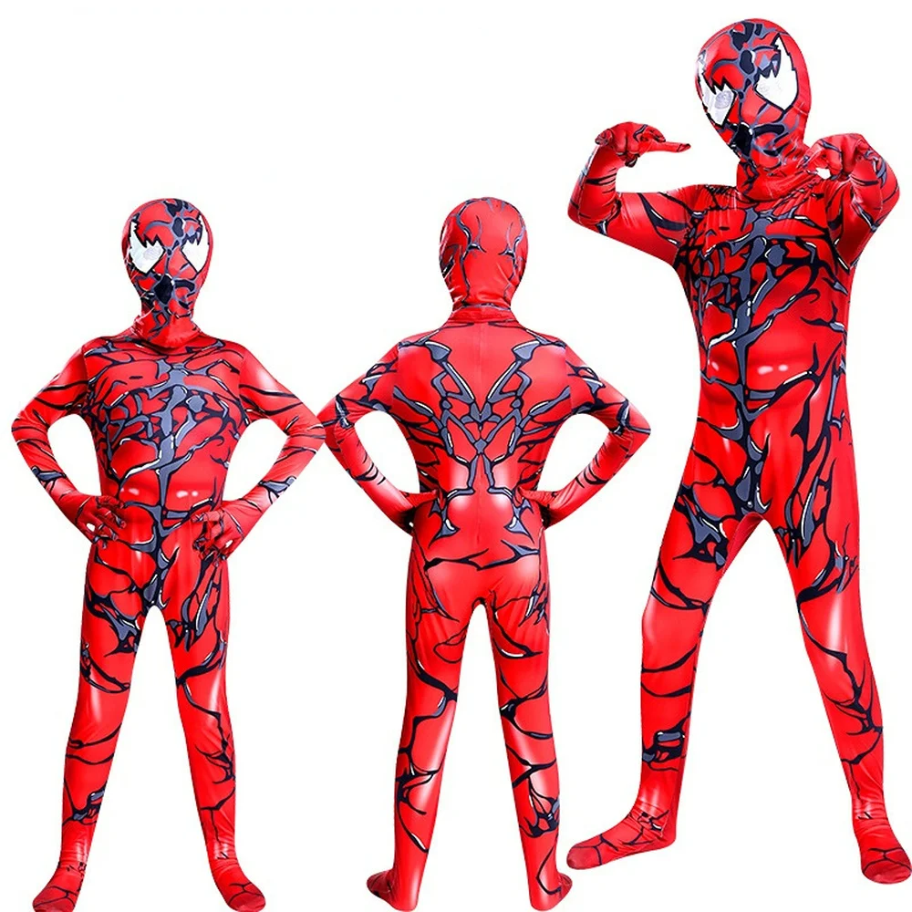 Body de Cosplay para niños, disfraz de Marvel, Horror, Carnage, Venom, mono de superhéroe, medias, traje de Carnaval para Halloween, regalo para niños