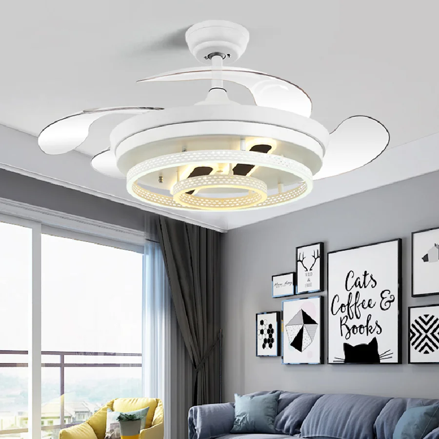 

Nordic bedroom decor salon led ceiling fan light lamp dining room ceiling fans with lights remote control lamps for living room