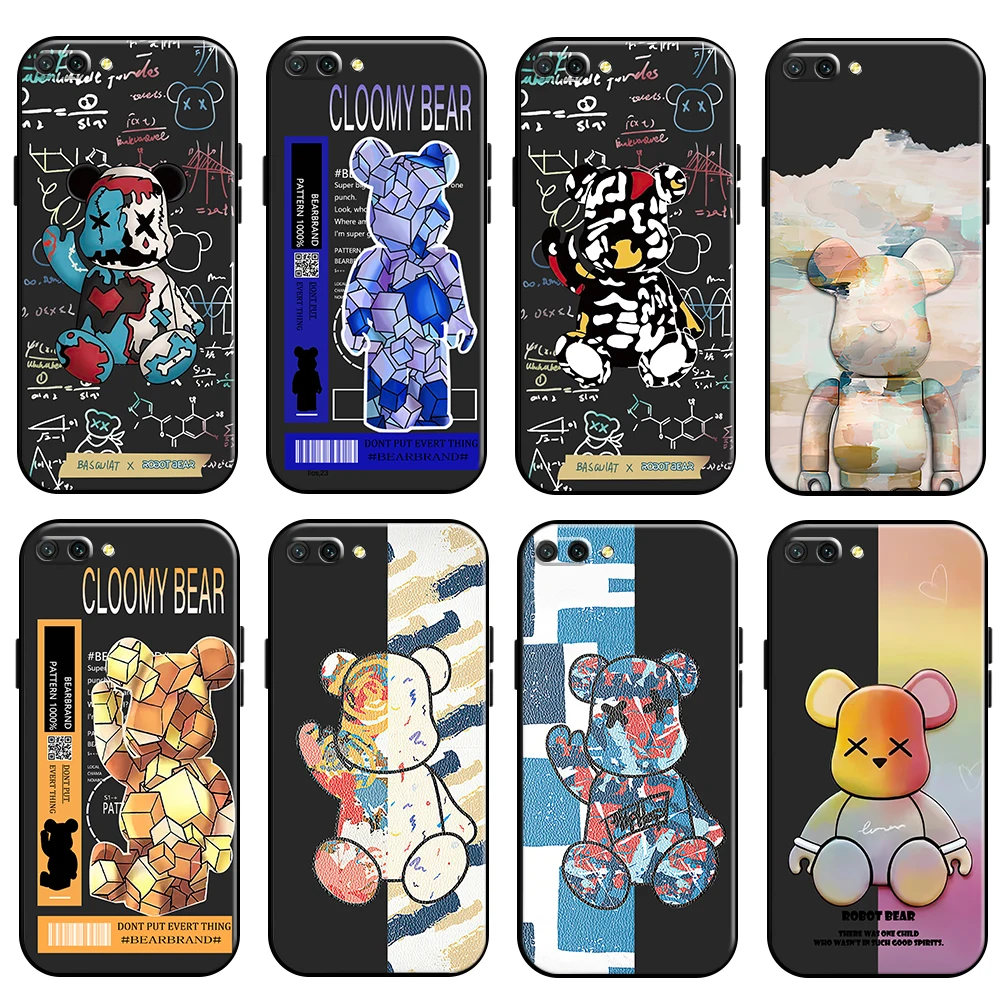 

Luxury Fashion Cool Bear For Huawei Honor 10 10i 9 9A Honor 10X 9X Lite Pro Phone Case Silicone Cover Liquid Silicon Soft TPU