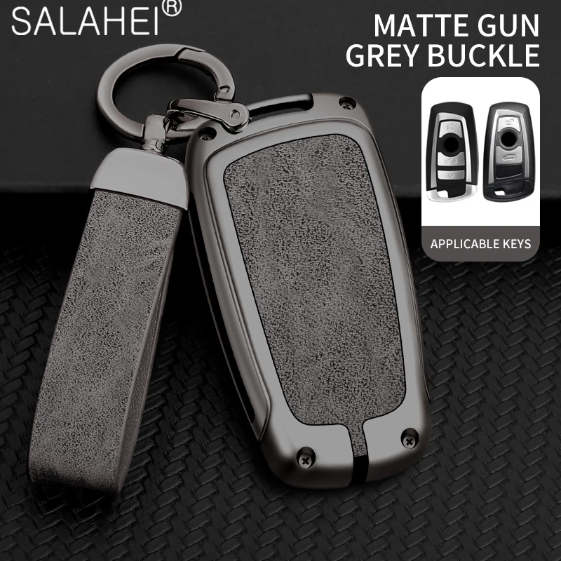 

Zinc alloy+leather Car Key Case Cover Shell For BMW 3 4 5 Series 320i 530i 550i F20 F21 F30 F31 F25 F01 F02 Keychain Accessories