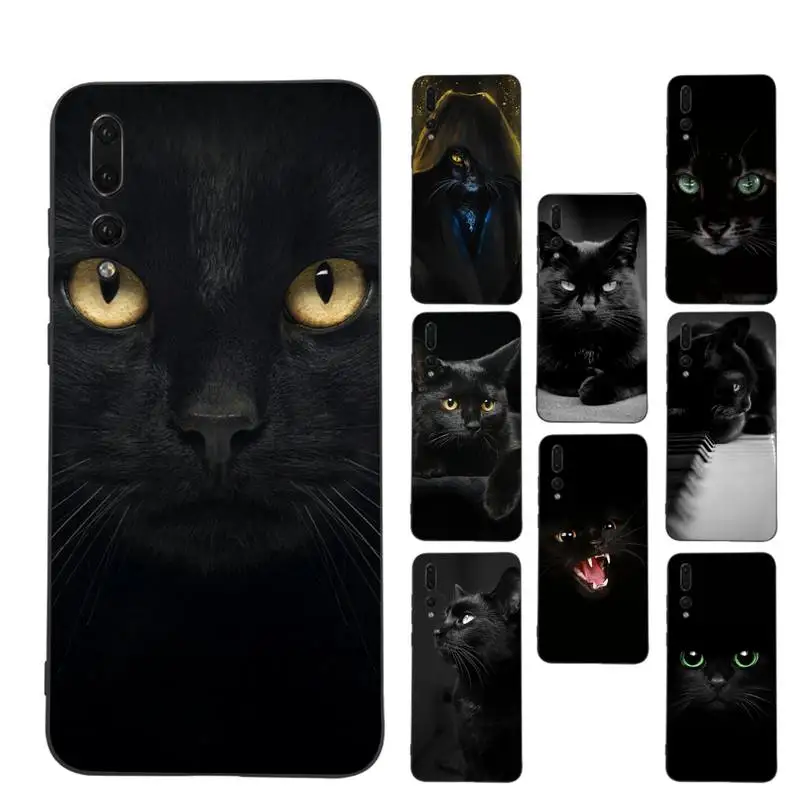 

Black Cat Staring Eye Phone Case for Samsung A51 A30s A52 A71 A12 for Huawei Honor 10i for OPPO vivo Y11 cover