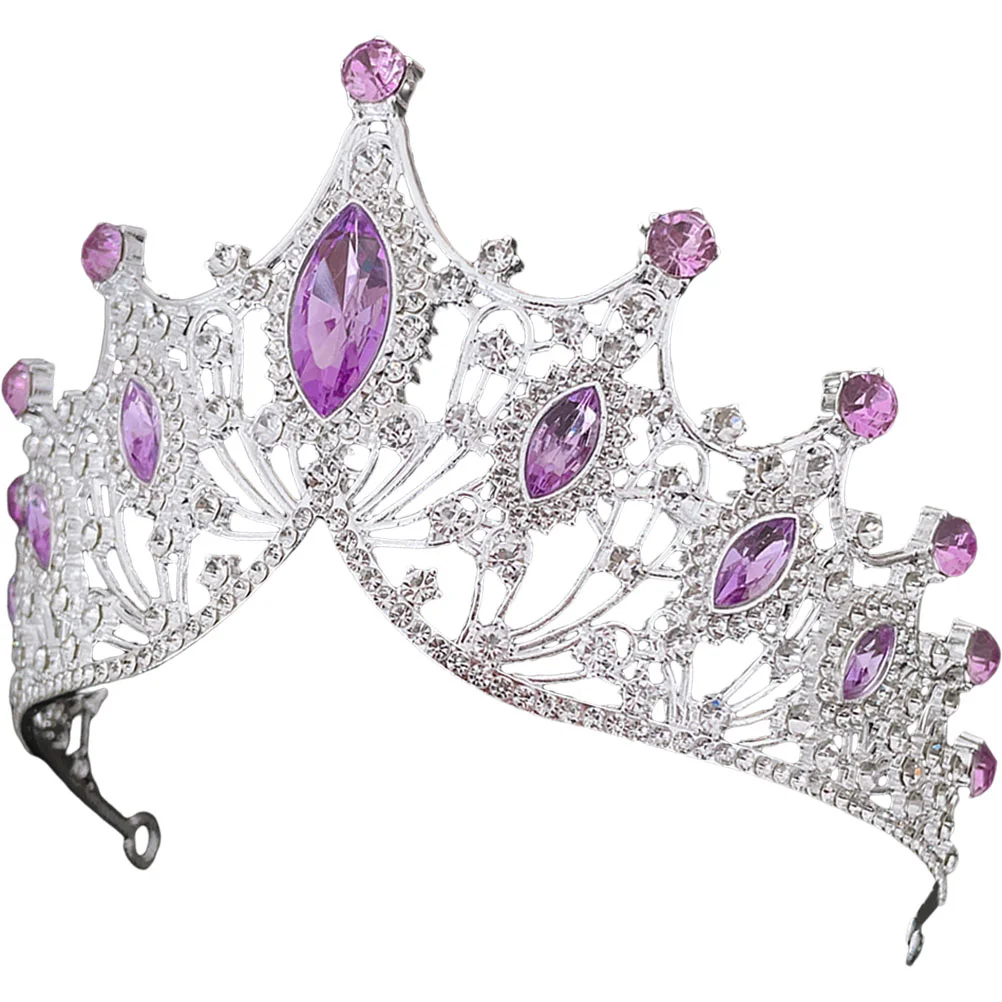 

Tiara Crystal Wedding Headdress Rhinestone Headwearbridedecor Cosplay Gothic Vintage Baroque Dress Bridal Decorative Purple