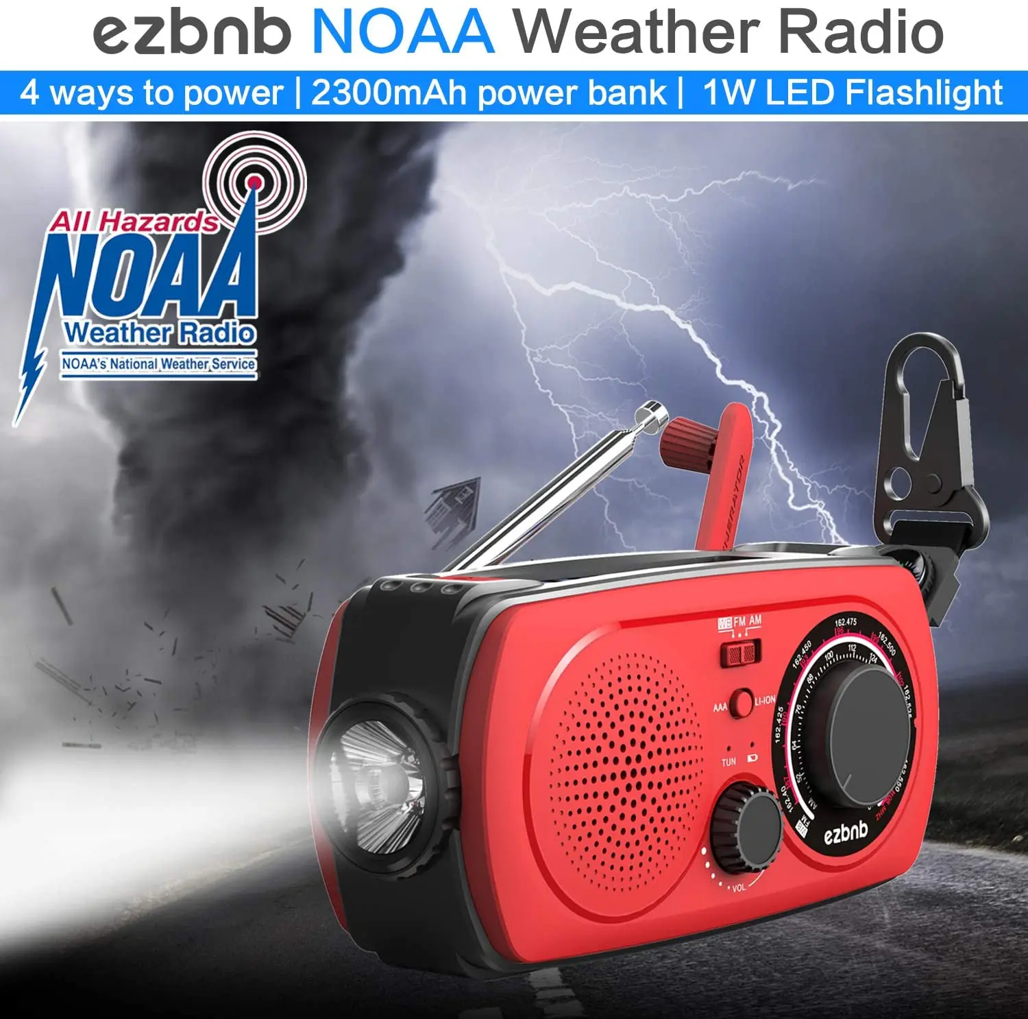 Emergency Solar Hand Crank Portable Radio - NOAA Weather for Household and Outdoor with Am/Fm Flashlight SOS A |