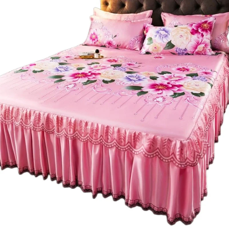 

Bed Dress Lace Sets Bed Sheet Pillow Cases 3 Pieces/Set Set For King/Queen Double 1.5/1.8/2M Size Bed Embroidery Flower Bedding