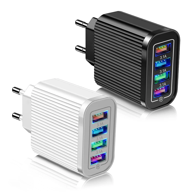 Сетевое зарядное устройство с 4 USB-портами, 220-5 В, 3 А