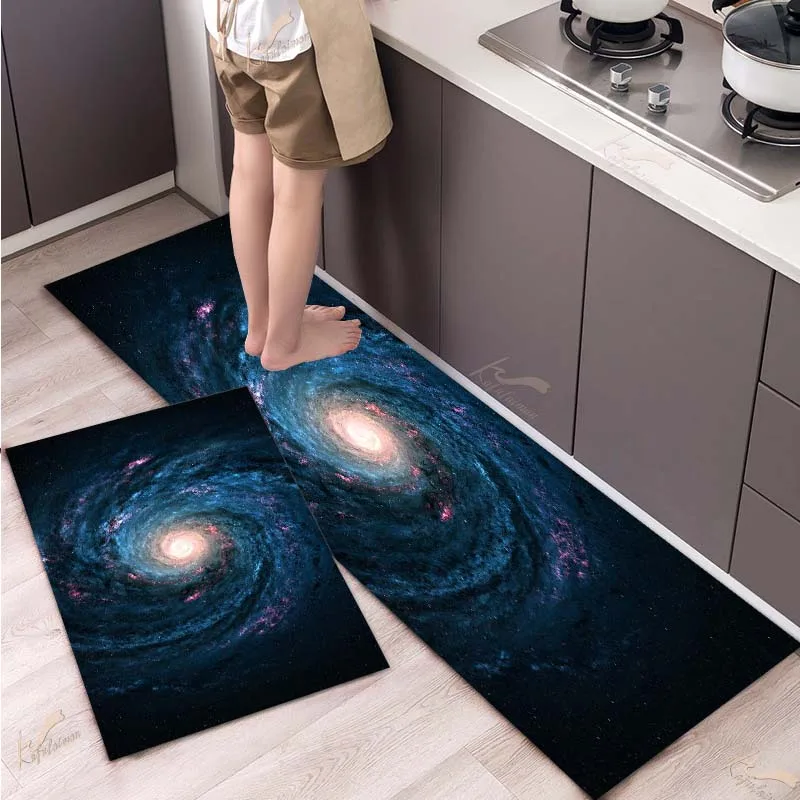 

Starry Sky Universe Kitchen Mat Home Truck Doormat Hallway Bedroom Living Room Decoration Floor Bathroom Anti-Slip Long Rug