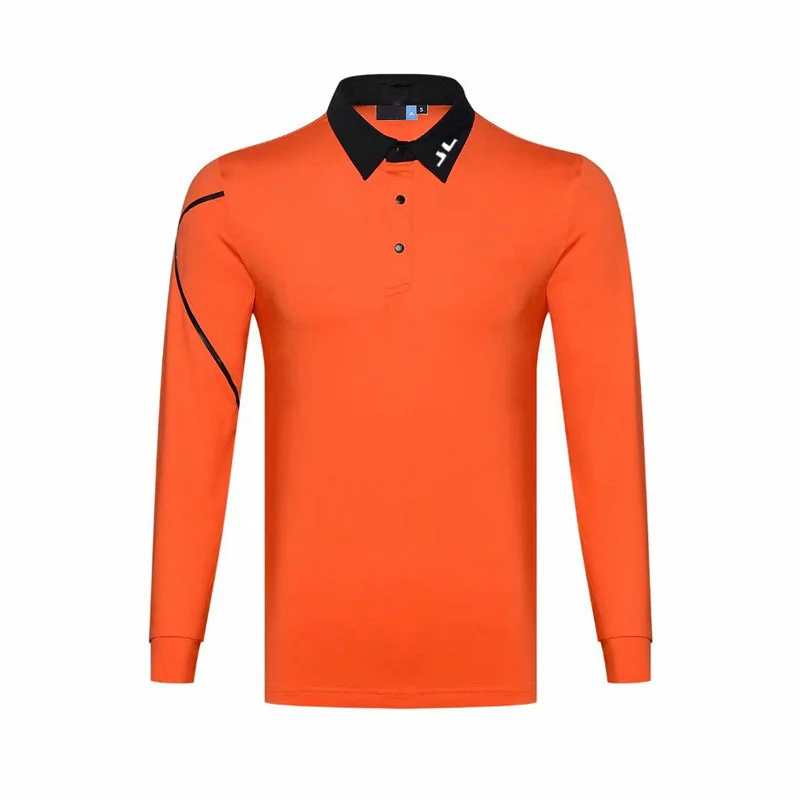 J.LINDEBERG Spring Summer New Golf Shirts Men's Long Sleeve T-shirt Outdoor Sports Golf Clothing Windproof Neck Polo Shirts