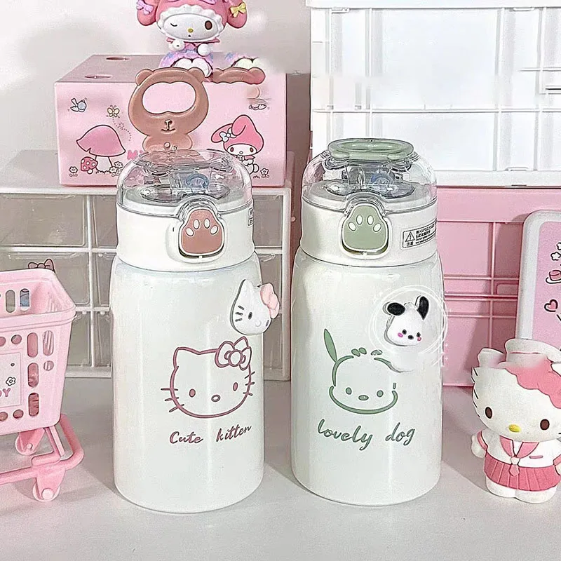 

Sanrio Kawaii термос чашка Cinnamoroll Kuromi мультфильм Милая Тонкая простота портативная пипетка чашка для девочек рождественские подарки