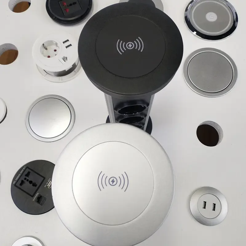 Скрытая кухонная розетка 80 мм, выдвижная Выдвижная розетка европейского стандарта, Настольная Беспроводная розетка USB