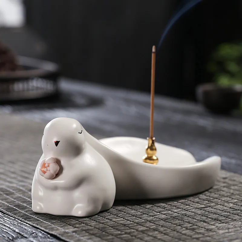 

Скандинавская керамическая курильница в виде большого кролика, подставка для благовоний для дома и дома, подставка для стола, аксессуары для украшения чайной церемонии