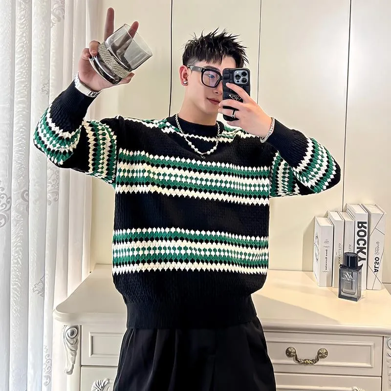 Персонализированный жаккардовый вязаный мужской осенне-зимний теплый свитер в
